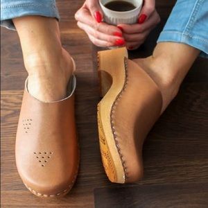 Swedish leather clogs